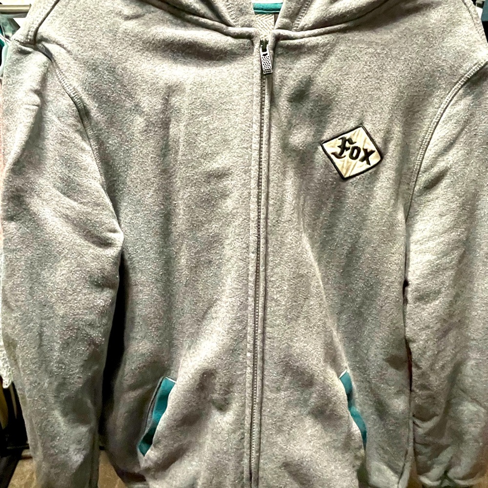 Fox Hoodie XL Gray and Teal